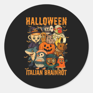 Adesivo Redondo Imagens do Brainrot Italiano Caracteres do Hallowe