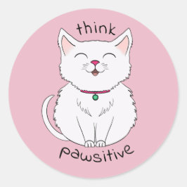 Adesivo Redondo Imagine a ilustração de gatos pawsitivos