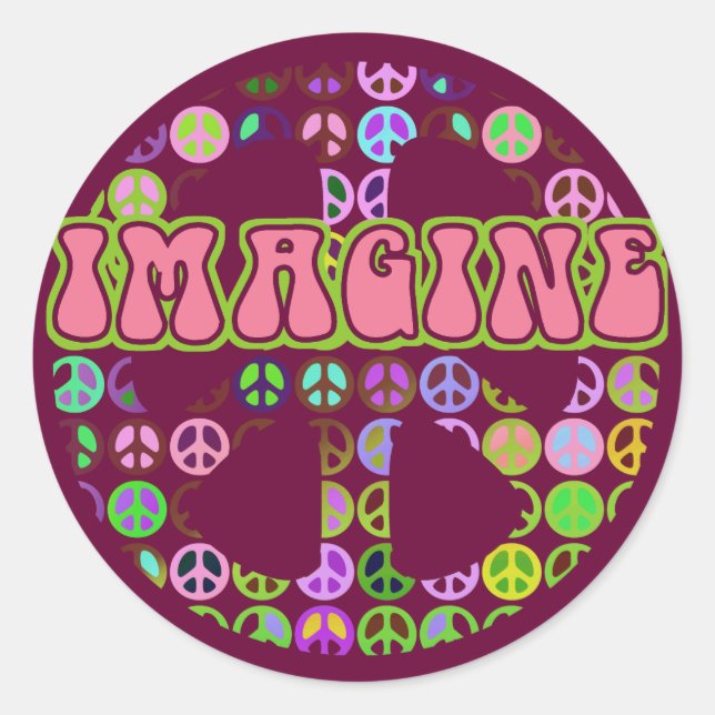 Adesivo Redondo Imagine a paz (Frente)