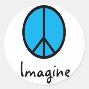 Adesivo Redondo Imagine o símbolo de paz AZUL