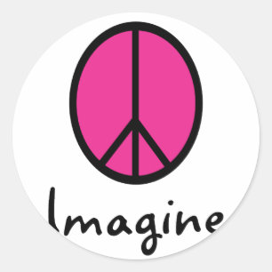 Adesivo Redondo Imagine o símbolo PINK PEACE