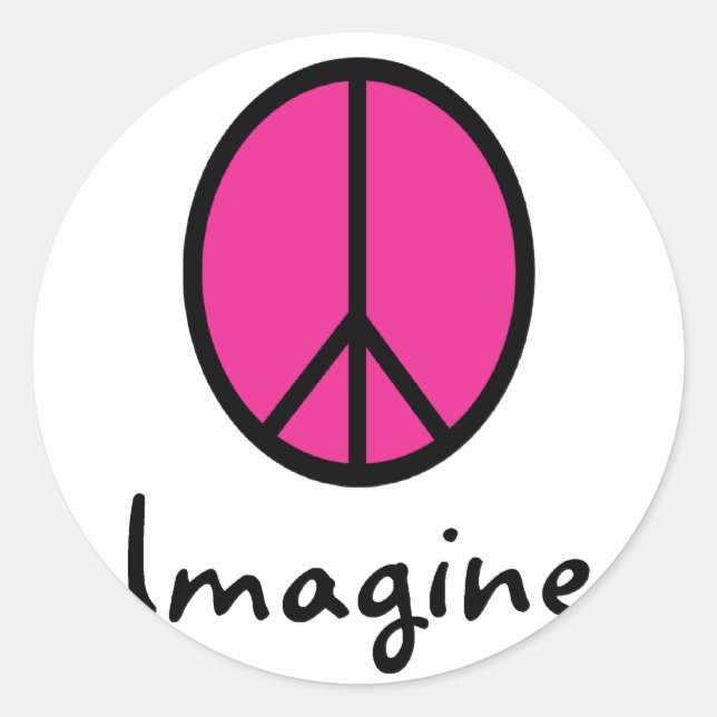 Adesivo Redondo Imagine o símbolo PINK PEACE (Frente)