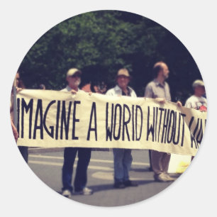 Adesivo Redondo Imagine um mundo sem palitos de guerra