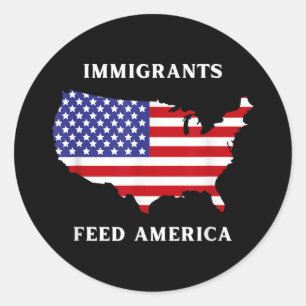 Adesivo Redondo Imigrantes alimentam a América Direitos Liberais p
