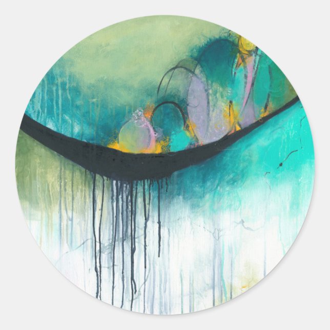 Adesivo Redondo Immerso - Arte de Abstrato Expressionismo Quadrado (Frente)