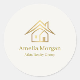 Adesivo Redondo Imobiliária Marfim & Ouro Moderna