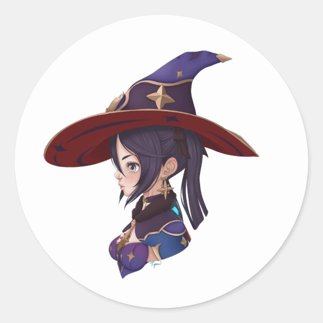 Adesivo Redondo Impacto de Genshin: Mona Sticker (fanart) (Frente)