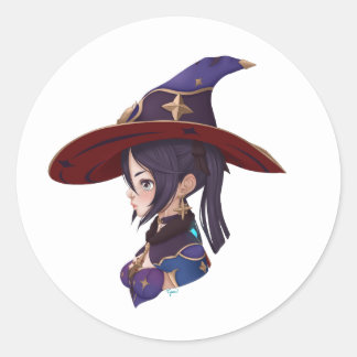 Adesivo Redondo Impacto de Genshin: Mona Sticker (fanart)