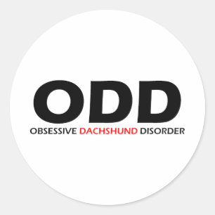 Adesivo Redondo IMPAR - desordem obsessiva do Dachshund