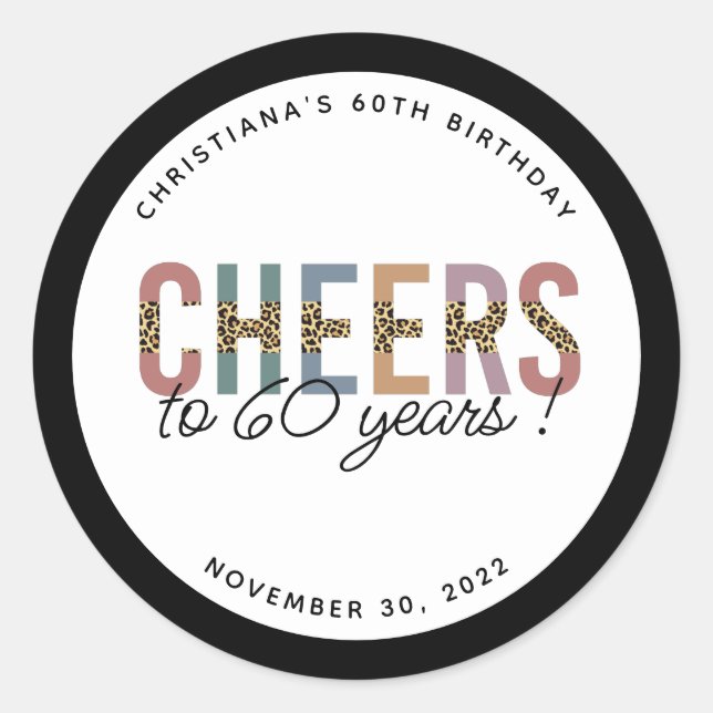 Adesivo Redondo Impressão alfabética personalizada moderna 60ª Fes (Frente)