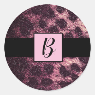 Adesivo Redondo Impressão Animal Leopardo Guepardo Brilhante Rosa