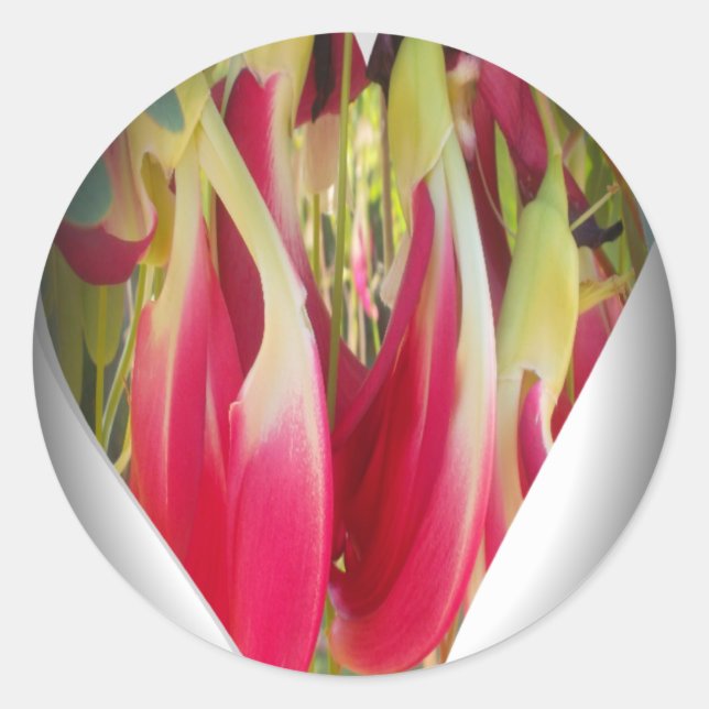 Adesivo Redondo Impressão artística de coração floral (Frente)