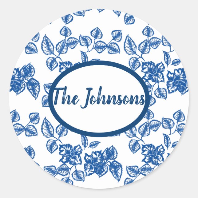Adesivo Redondo Impressão Azul Delft-LIke (Frente)