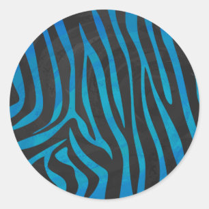 Adesivo Redondo Impressão azul e preto da zebra