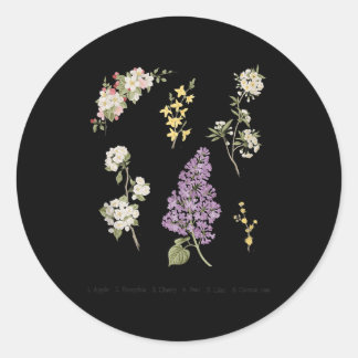 Adesivo Redondo impressão botânico bonito floresce macieira lilás