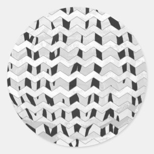 Adesivo Redondo Impressão Branco e Preto Cheveron Tiger