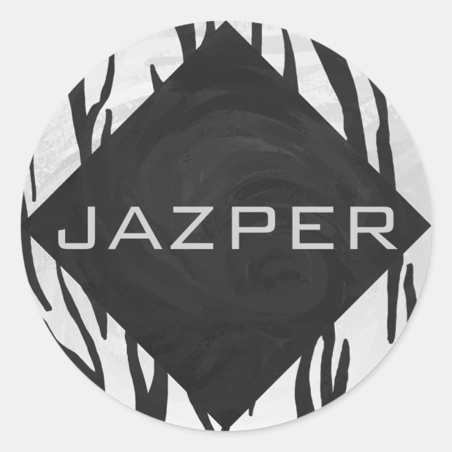 Adesivo Redondo Impressão branco e preto monograma (Frente)