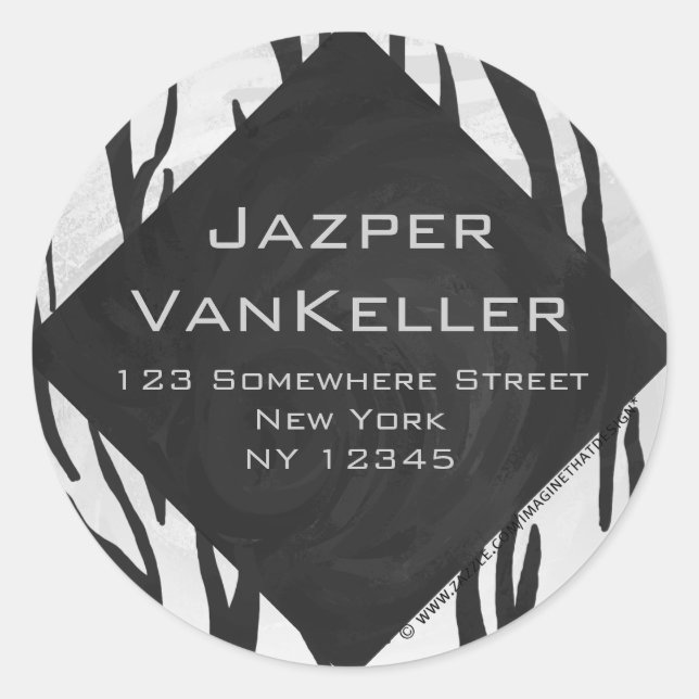 Adesivo Redondo Impressão branco e preto monograma (Frente)