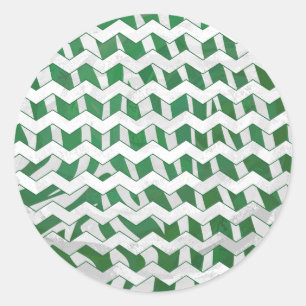 Adesivo Redondo Impressão Chevron Zebra Verde e Branco