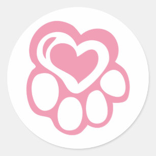 Adesivo Redondo Impressão cor-de-rosa da pata com amor