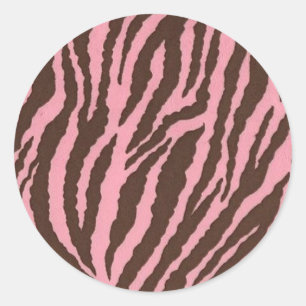 Adesivo Redondo Impressão cor-de-rosa da zebra