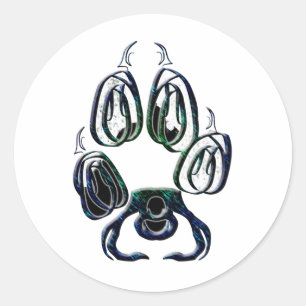 Adesivo Redondo Impressão da pata do lobo