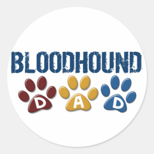 Adesivo Redondo Impressão da pata do PAI do BLOODHOUND
