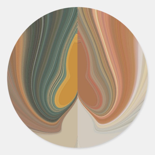 Adesivo Redondo Impressão de Abstrato de Arte Retroativa (Frente)