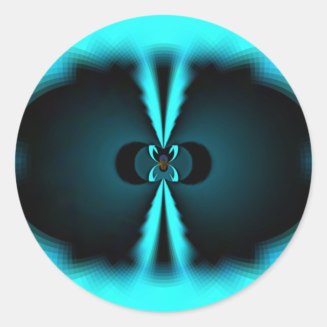 Adesivo Redondo Impressão de Abstrato de ciano e preto (Frente)