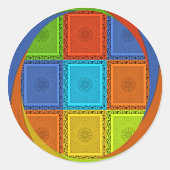 Adesivo Redondo Impressão de Arranjo Rivante Verificado (Frente)