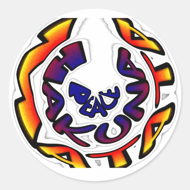 Adesivo Redondo impressão de Arte Circular "Peace Hakuna Matata" (Frente)