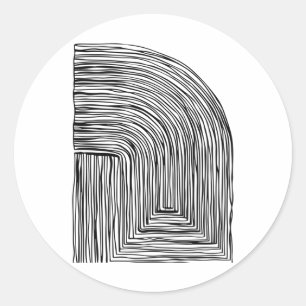 Adesivo Redondo Impressão De Arte De Abstrato Branco E Preto