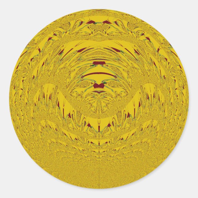 Adesivo Redondo Impressão de Arte de Leão ouro (Frente)