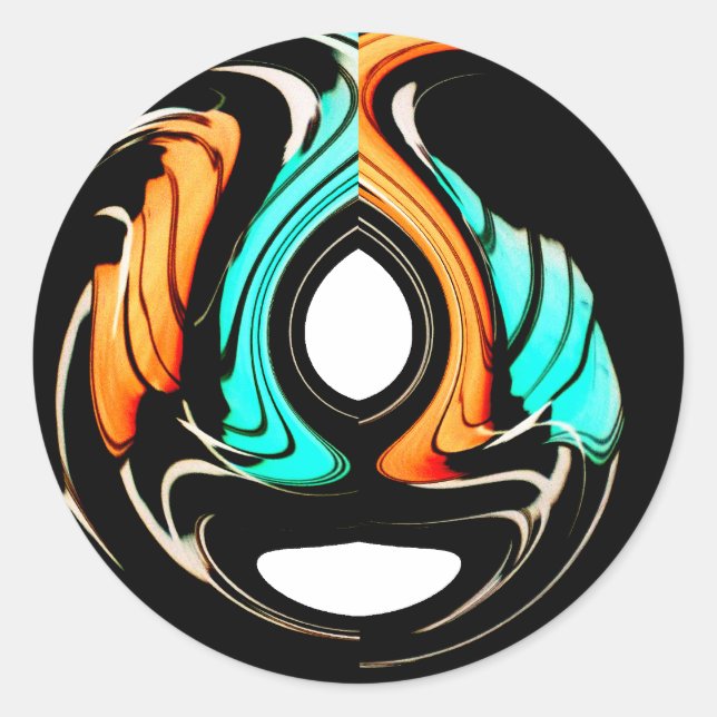 Adesivo Redondo Impressão de Arte de Padrão Tradicional Africano (Frente)