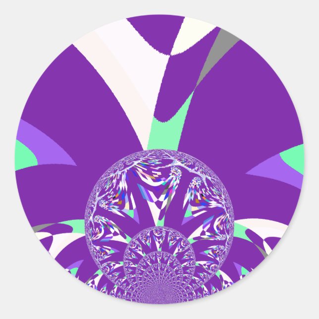 Adesivo Redondo Impressão de Arte do Caleidoscópio Ciano Azul Retr (Frente)