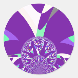 Adesivo Redondo Impressão de Arte do Caleidoscópio Ciano Azul Retr