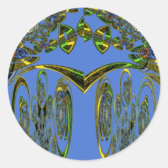 Adesivo Redondo Impressão de Arte Iridescente com Design Abstrato  (Frente)