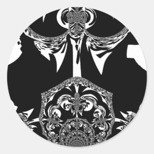 Adesivo Redondo Impressão de Arte Negra e Branca Africano