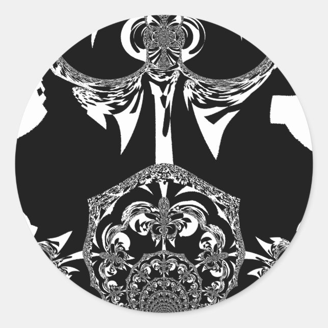 Adesivo Redondo Impressão de Arte Negra e Branca Africano (Frente)