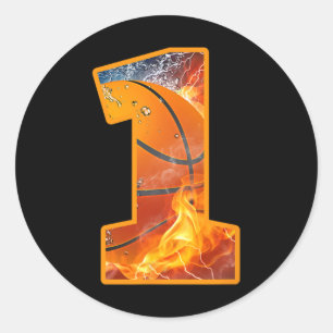 Adesivo Redondo Impressão de basquete de primeiro aniversario 1 an