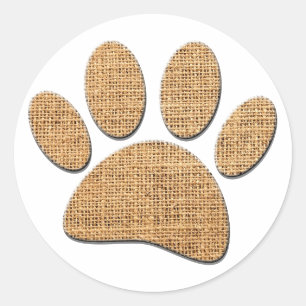 Adesivo Redondo Impressão de Burlap Pata de Cães