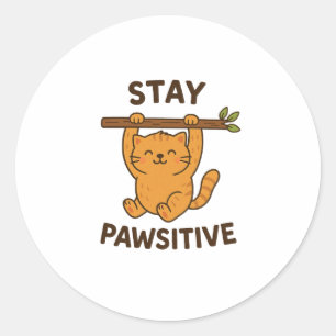 Adesivo Redondo Impressão de citação inspiradora "Stay pawsitive"