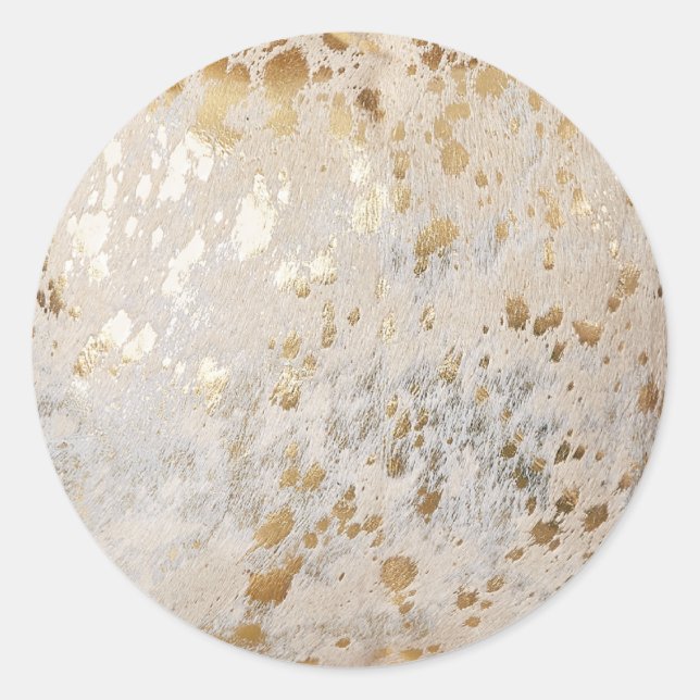 Adesivo Redondo Impressão de cochicho Dourado personalizado (Frente)