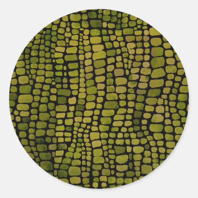 Adesivo Redondo Impressão de Crocodilo de Aquarela (Frente)