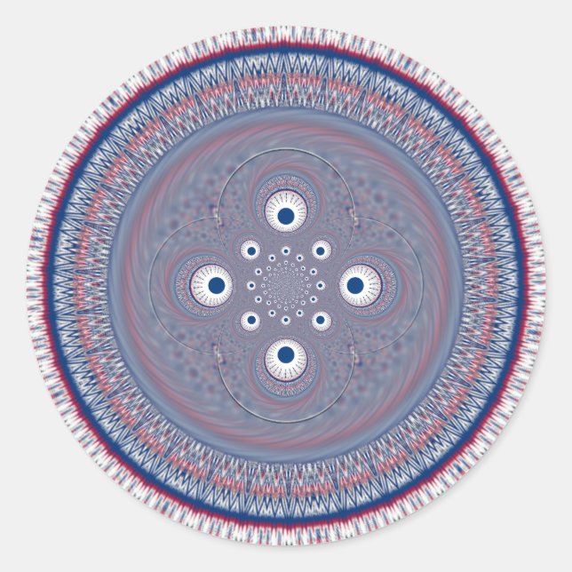 Adesivo Redondo Impressão de Design de arte radial (Frente)