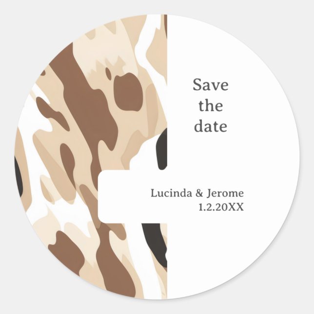 Adesivo Redondo impressão de fazenda de Casamento de  Salve a data (Frente)