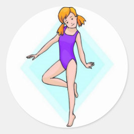 Adesivo Redondo Impressão de ginastas