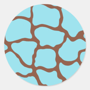 Adesivo Redondo Impressão de Girafa Azul Claro