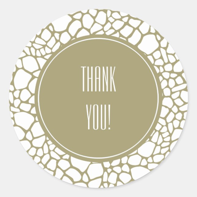 Adesivo Redondo Impressão de Girafa Branca Dourada (Frente)