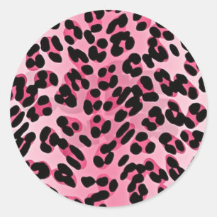 Adesivo Redondo Impressão de Guepardo Rosa RAB Rockabilly